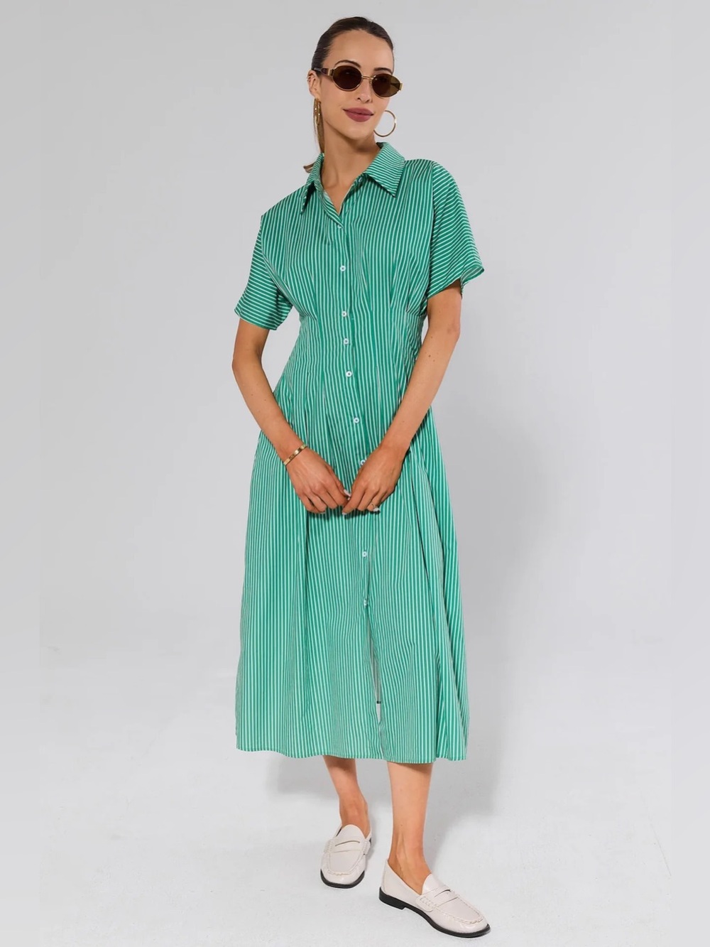 NWT Avara Olivia Green Button Up Maxi Dress Sz S
